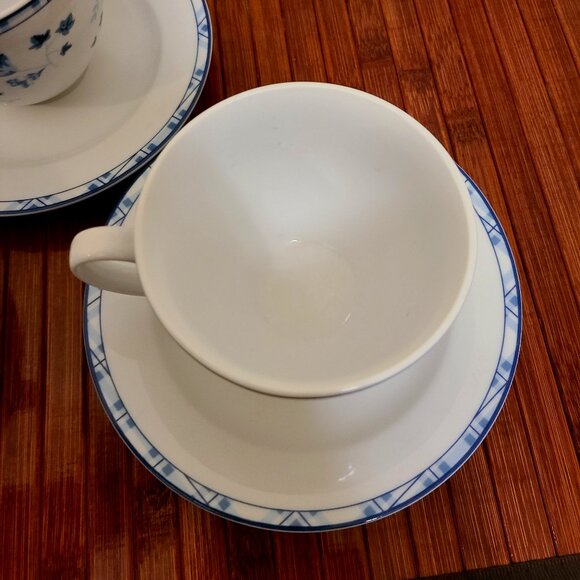 Laura Ashley Sophia Blue White  French Country Porcelain Cup & Saucer - Set of 3 - Picture 7 of 11
